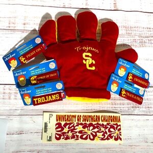 USC Trojans Doober Cap Accessories Set of 5 with Aloha sticker and fan hand